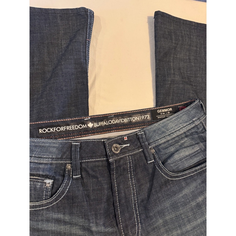 BUFFALO DAVID BITTON Rock For Freedom Dark Blue Denim Jeans 34/32 Preowned